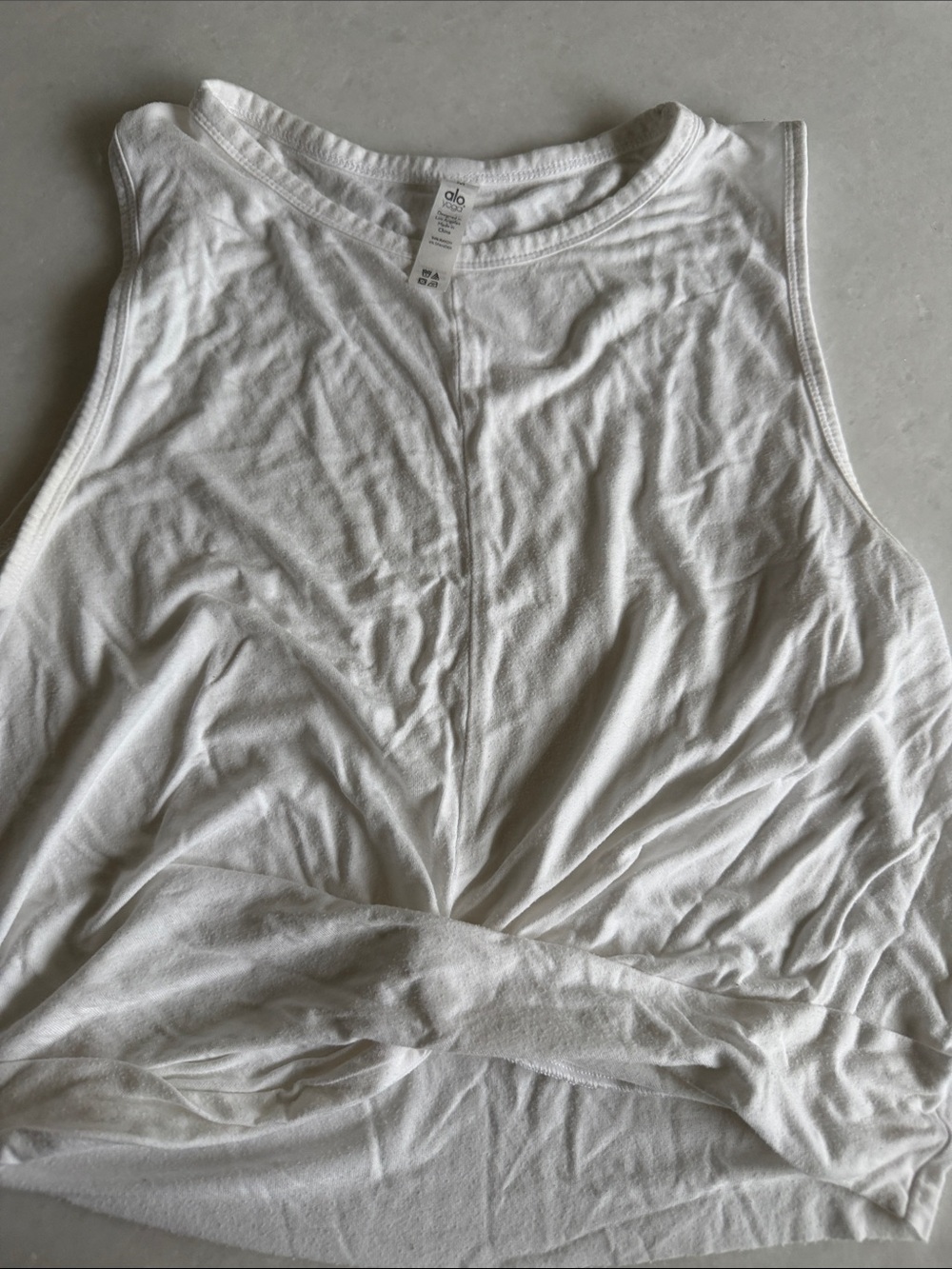 Alo White Sleeveless Twist Front Tank Top